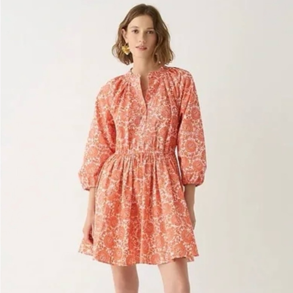 J. Crew Ruffle-collar Mini Dress In Cotton Poplin Floral Bouquet